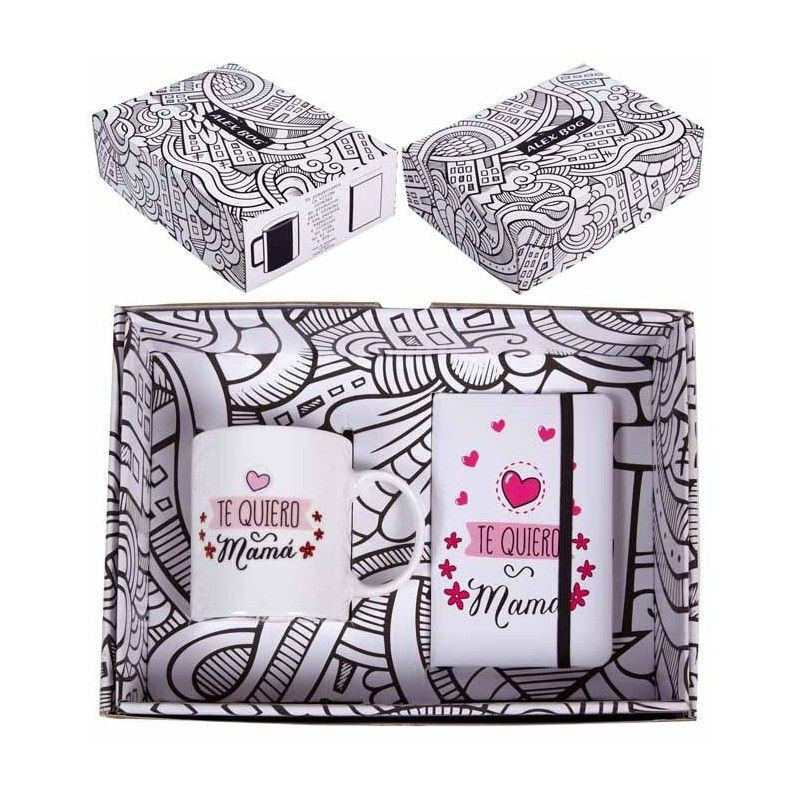 TAZA CON CUADERNILLO " TE QUIERO MAMA"
