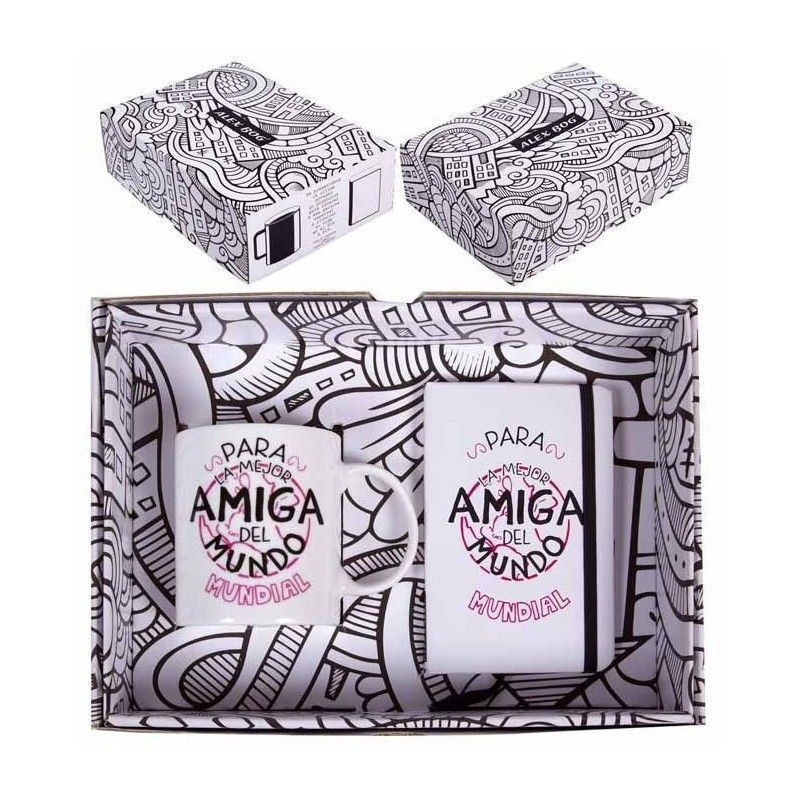 TAZA CON CUADERNILLO " LA MEJOR AMIGA "