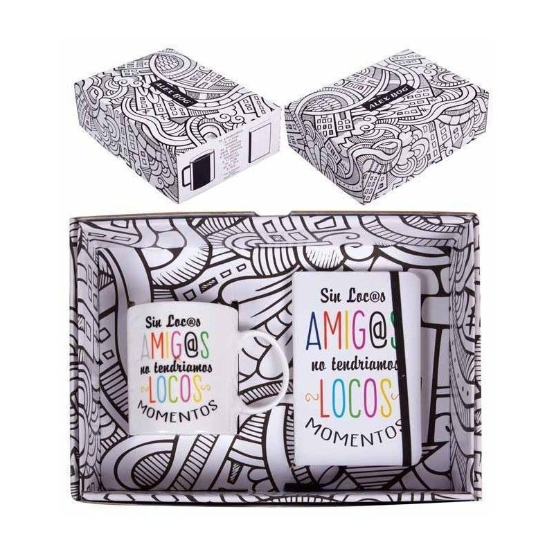 TAZA CON CUADERNILLO " AMIGOS "