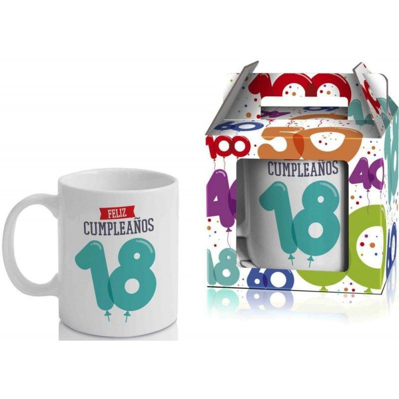 TAZA " FELIZ CUMPLEAÑOS 18 "