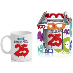 TAZA " FELIZ CUMPLEAÑOS 25 "