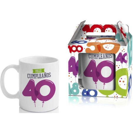 TAZA " FELIZ CUMPLEAÑOS 40 "