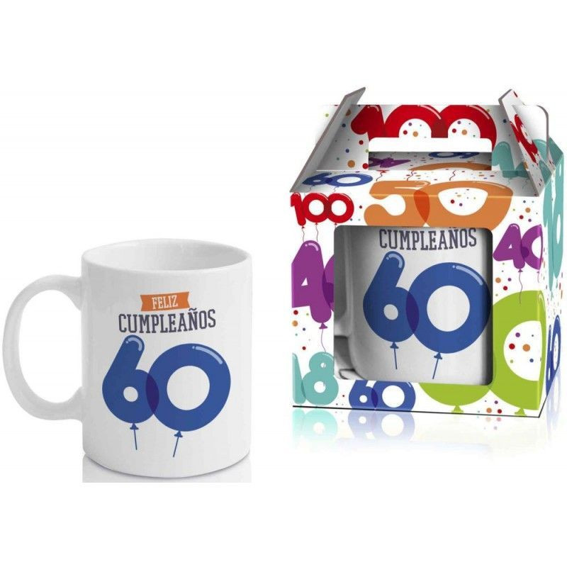 TAZA " FELIZ CUMPLEAÑOS 60 "