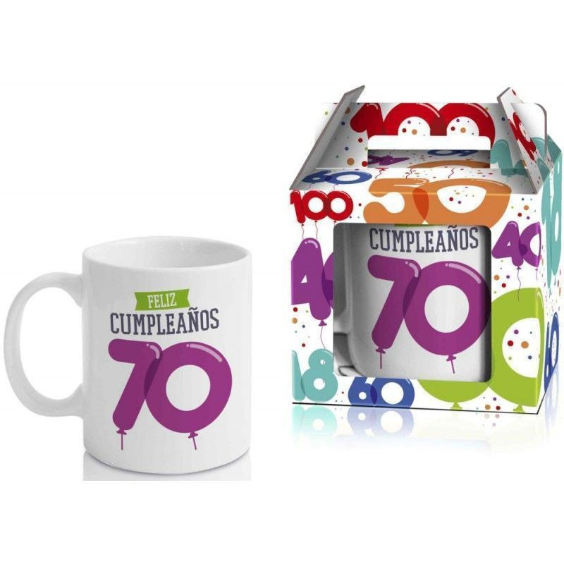 TAZA " FELIZ CUMPLEAÑOS 70 "
