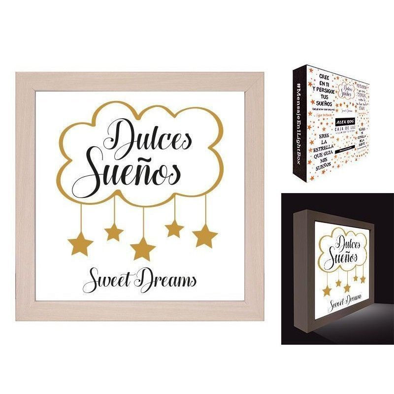 CUADRO MENSAJE CON LUZ " DULCES SUEÑOS "