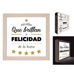 CUADRO MENSAJE CON LUZ " FELICIDAD "