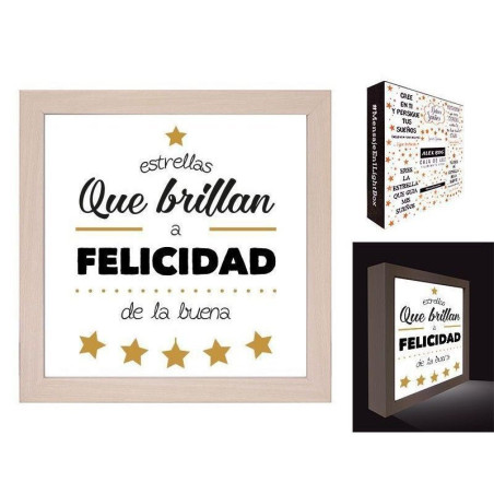 CUADRO MENSAJE CON LUZ " FELICIDAD "